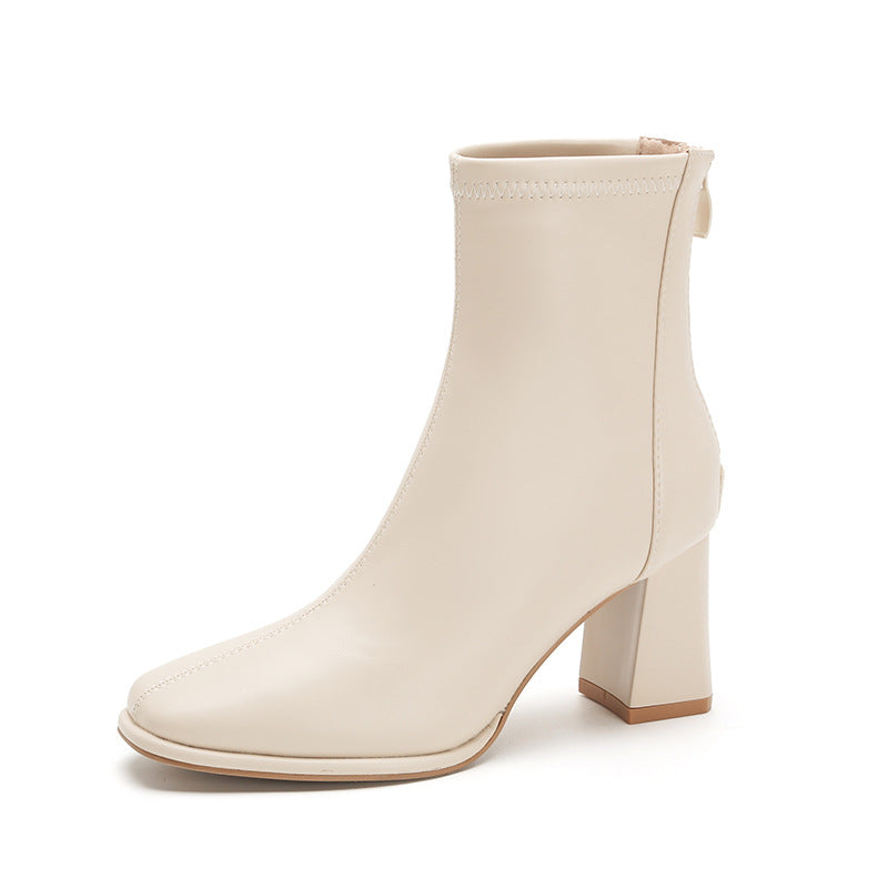 1769 genuine leather chunky heel ankle boots