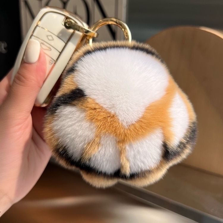 1300 cute tiger tail keychain fur pendant