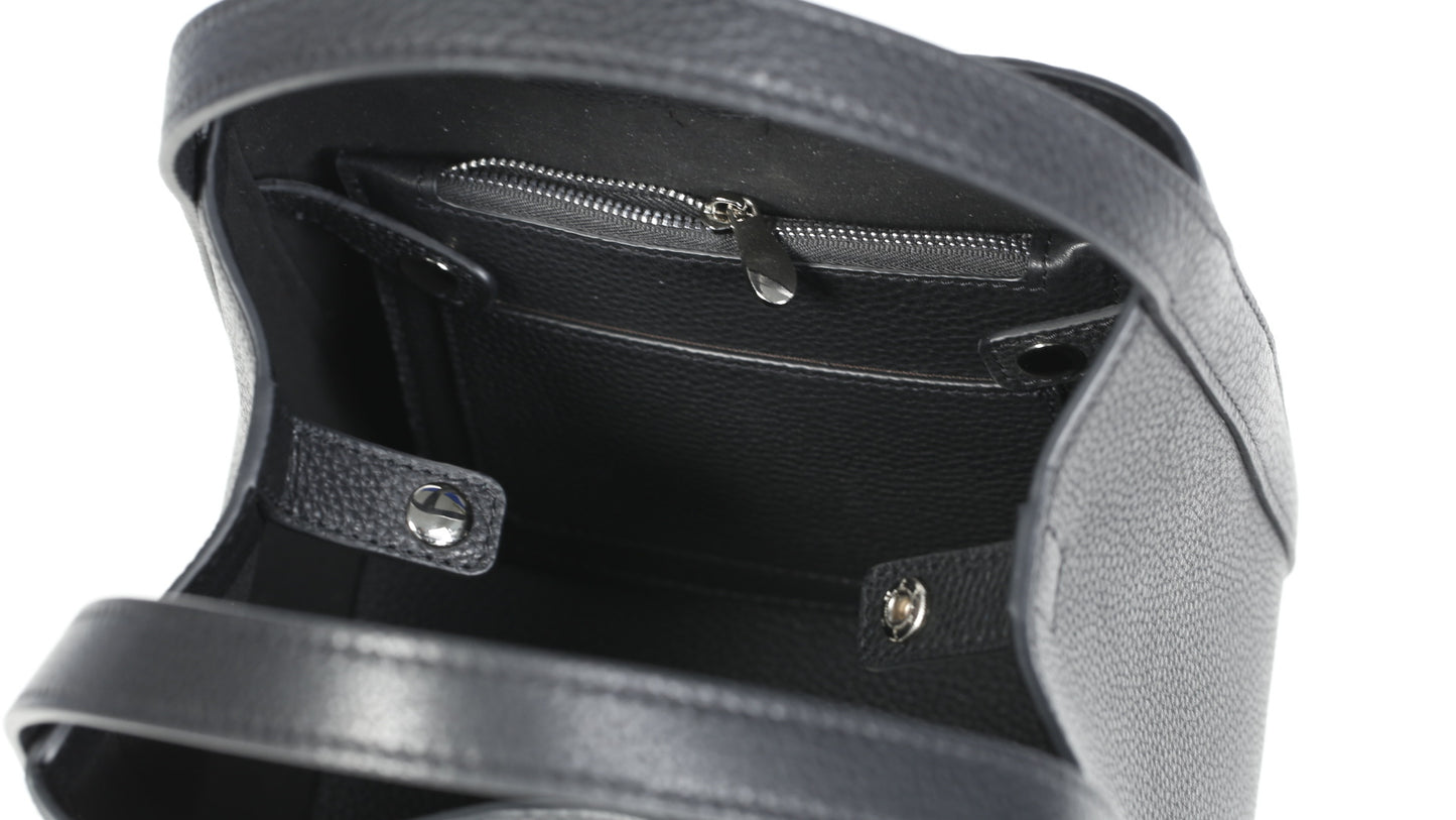 1226 cowhide leather soft bucket bag