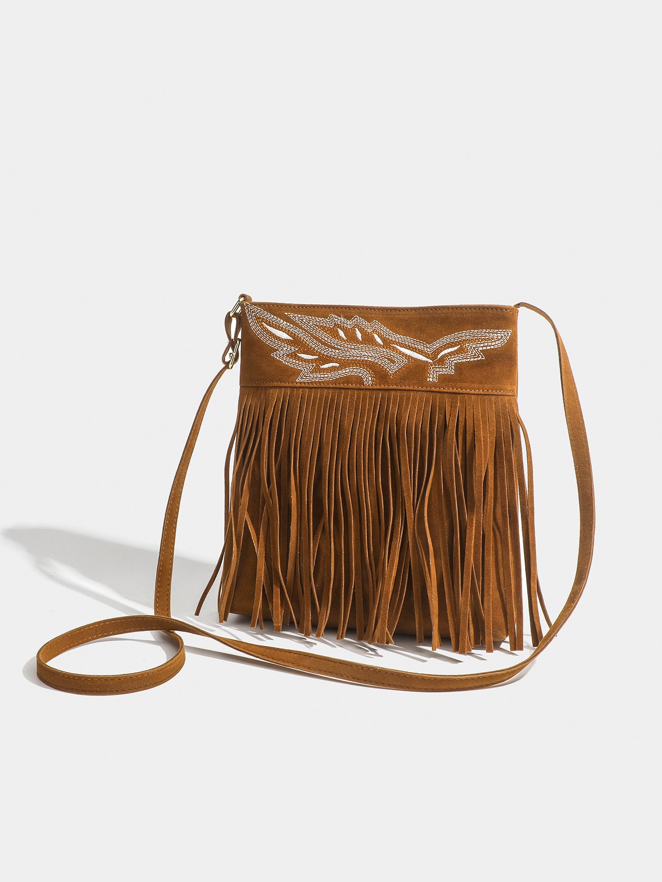 DH29 suede leather tassel shoulder bag