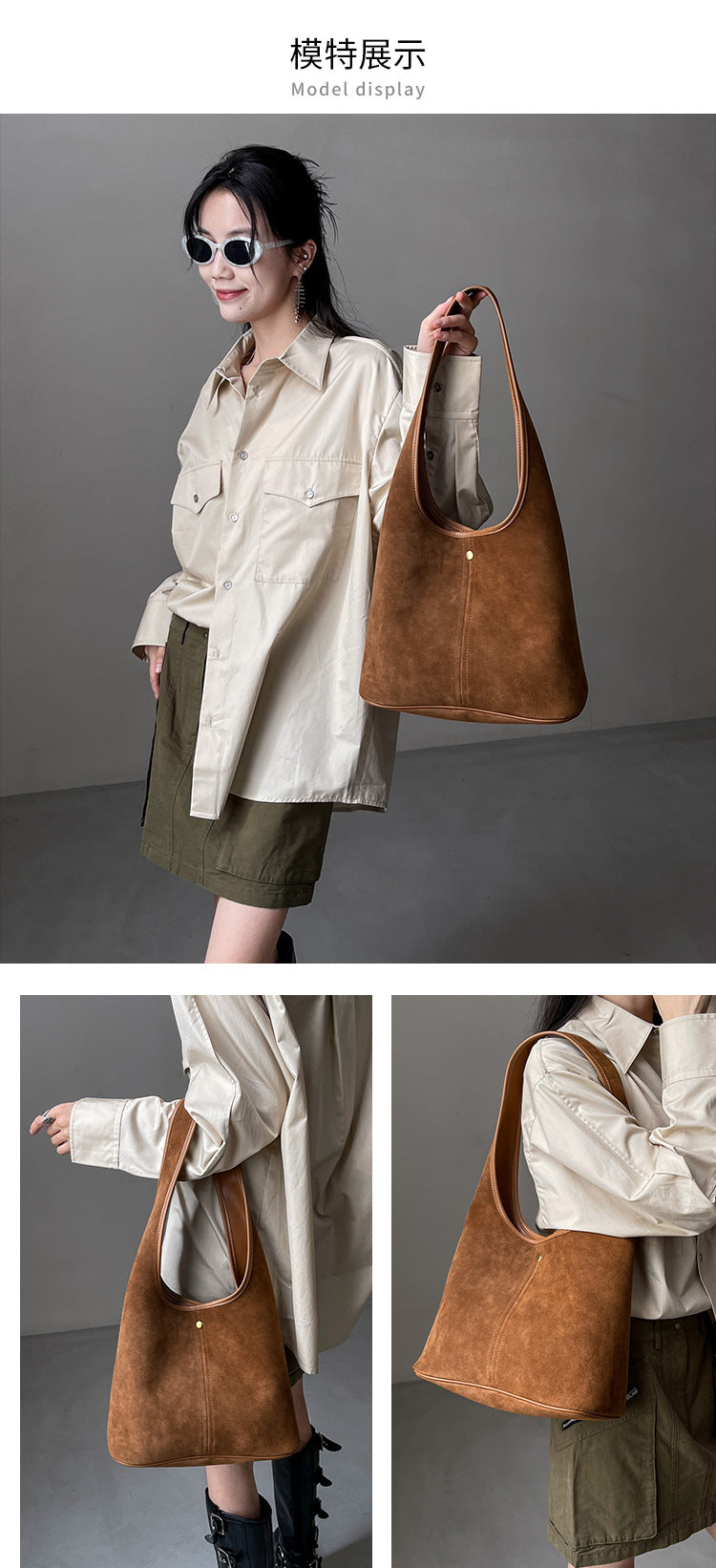 1694 vintage suede leather handbag