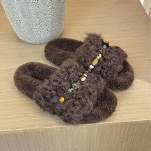 2633 high-end curly lambswool slippers