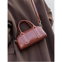 2406 vintage small genuine leather boston bag