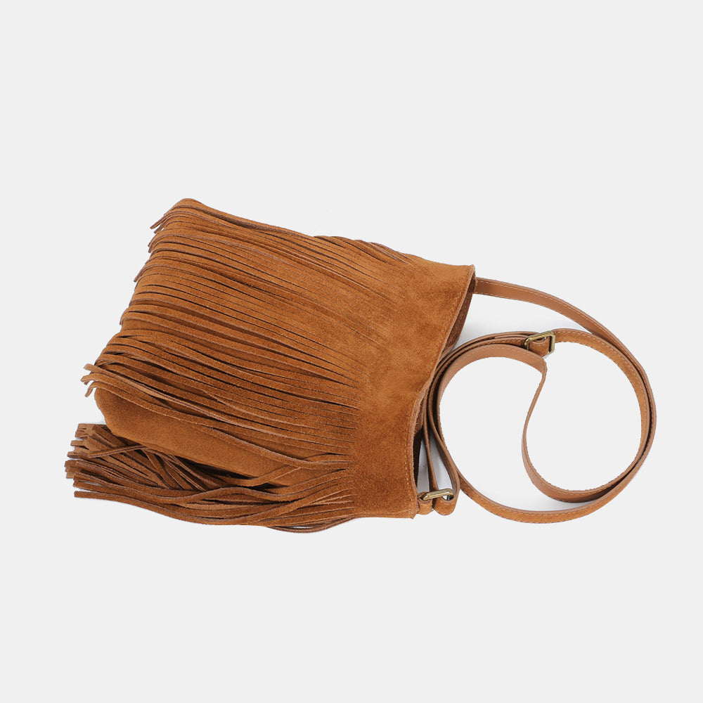 1679 suede leather tassel crossbody bag