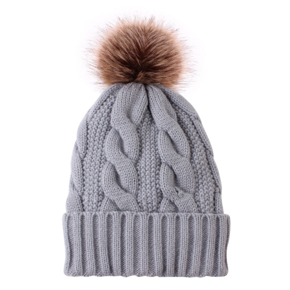 1716 Knitted Warm winter wool hat pom pom beanie