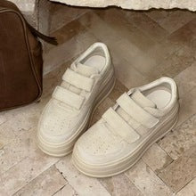 2664 fashion white leather sneaker with velcro straps