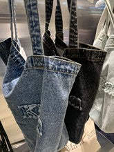 2165 denim embroidery large shopping totes