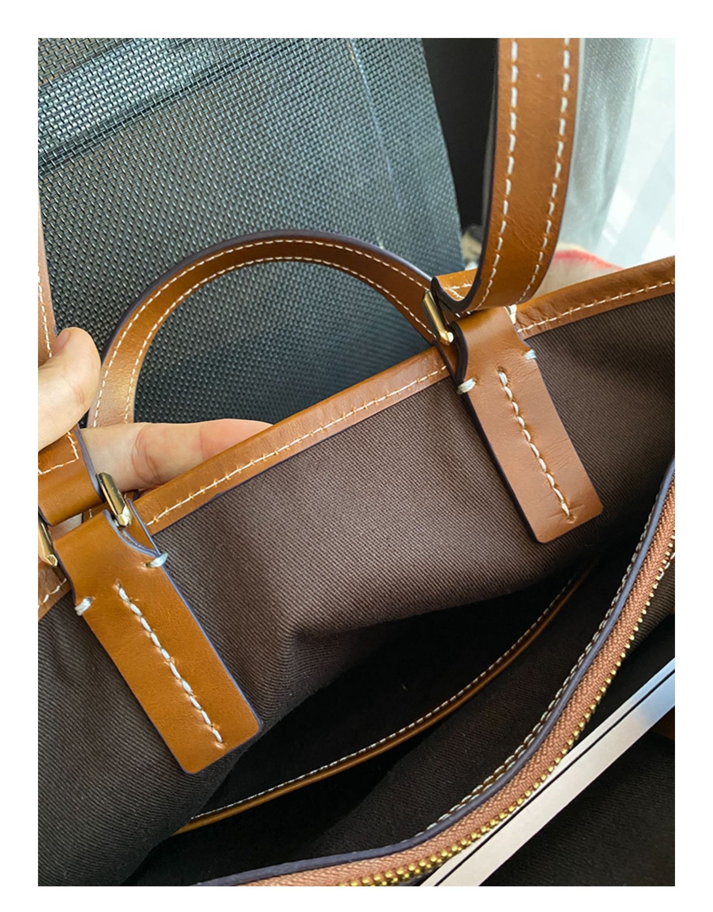 2230 nylon+leather large shopping bag