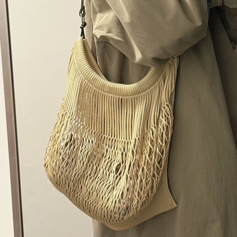 2373 mesh woven portable handbag