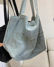 2165 denim embroidery large shopping totes