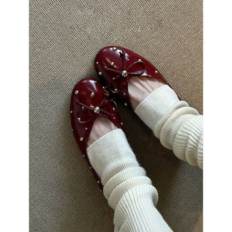 4595 genuine leather women flats