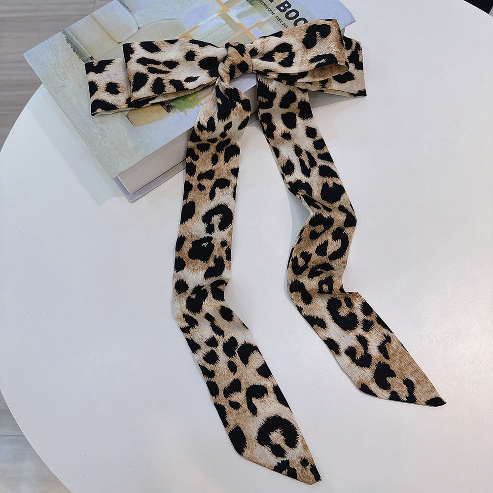 1908 leopard ribbon neck tie