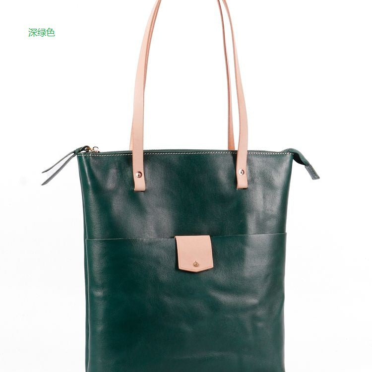 1758 casual solid calf leather women handbag
