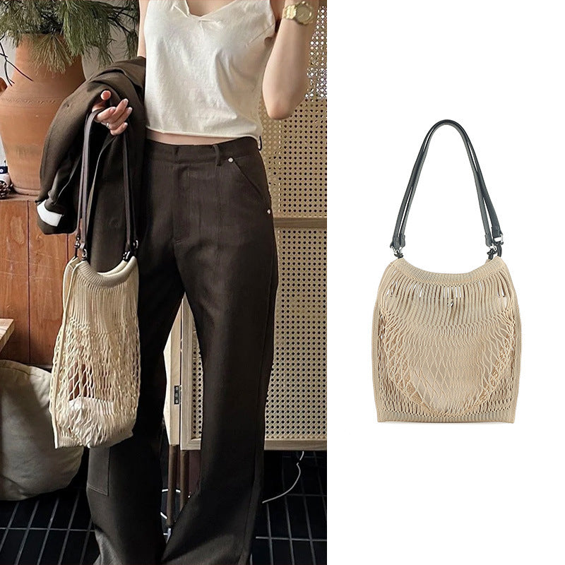 2373 mesh woven portable handbag