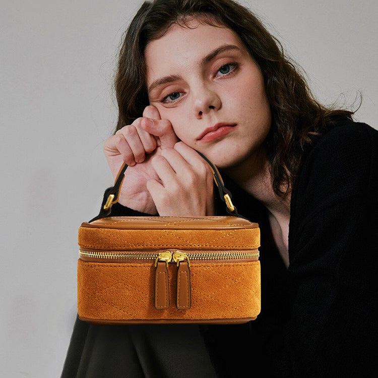 1800 suede leather small cosmetic bag