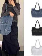 2165 denim embroidery large shopping totes