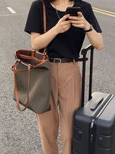 2230 nylon+leather large shopping bag