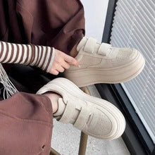 2664 fashion white leather sneaker with velcro straps