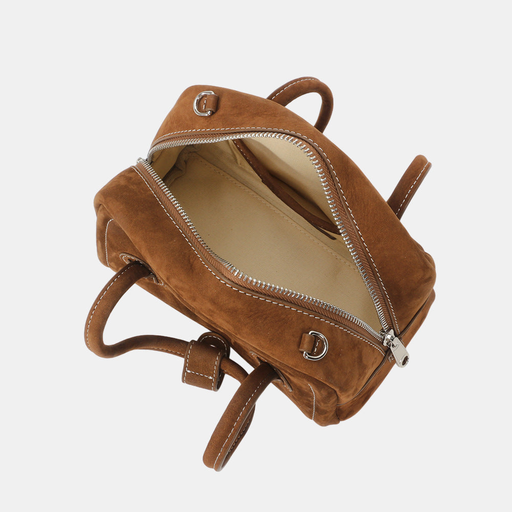 1781 small suede leather bowling handbag