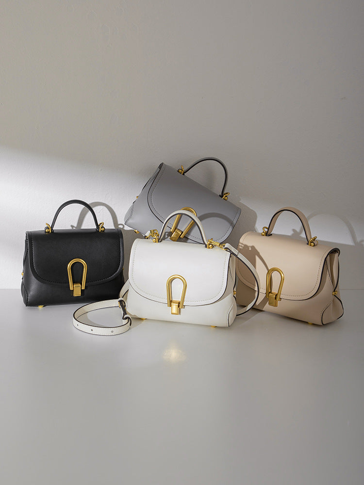 1696 flap genuine leather handbag