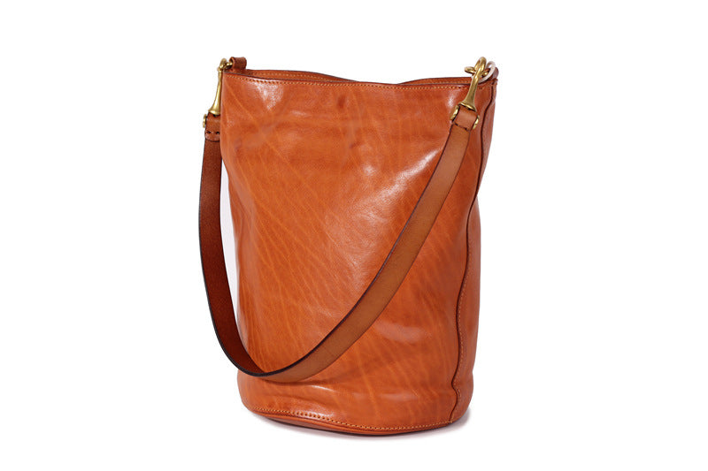 1633 cow leather vintage women large bucket bag messenger bag