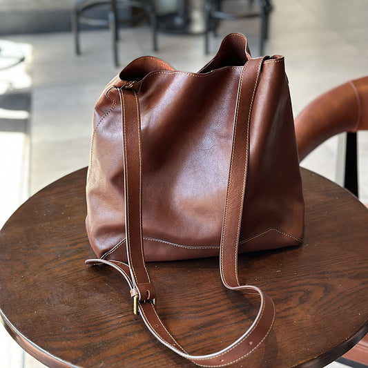 1618 genuine leather women bucket bag large capacity crossbody bag