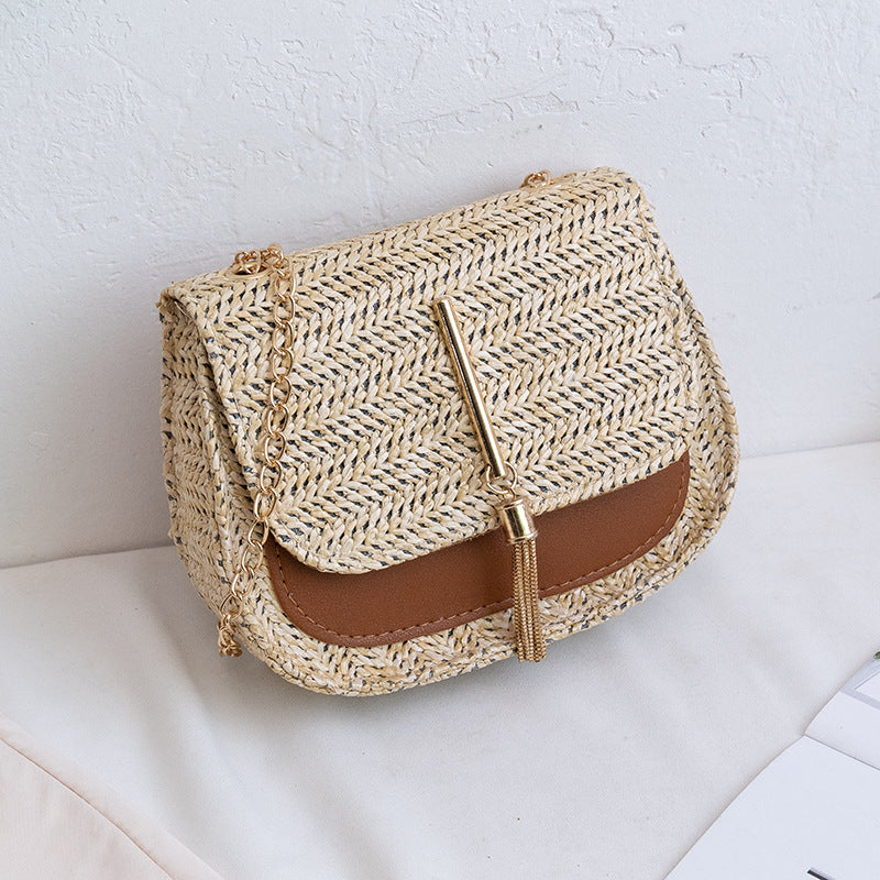 1873 tassel straw crossbody bag