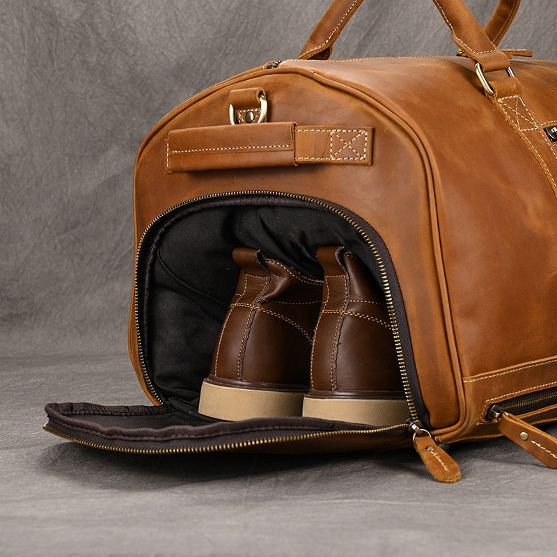 1645 vintage cow leather men travel holdall