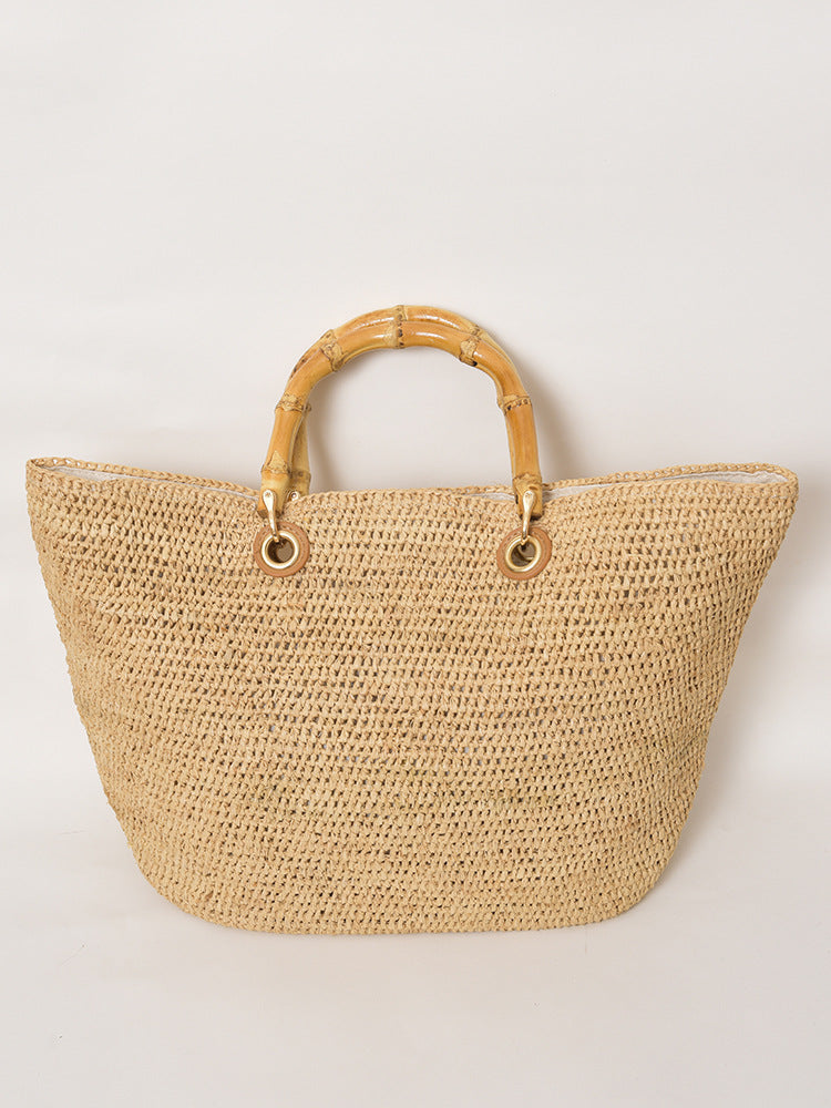 1558 large raffia woven handbag