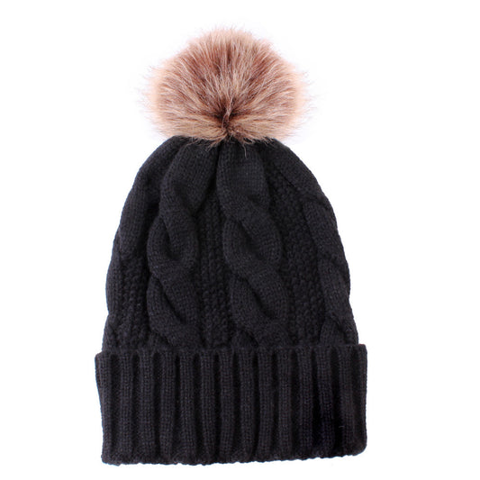 1716 Knitted Warm winter wool hat pom pom beanie