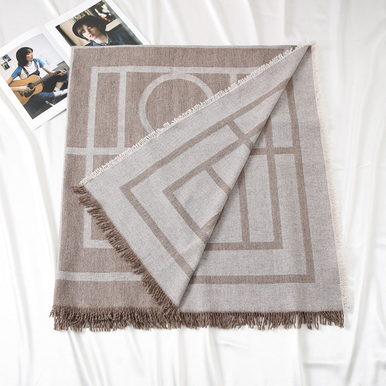 1748 100% wool thick pashmina large poncho