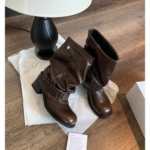 2701 chunky heeled western ankle boots in leather