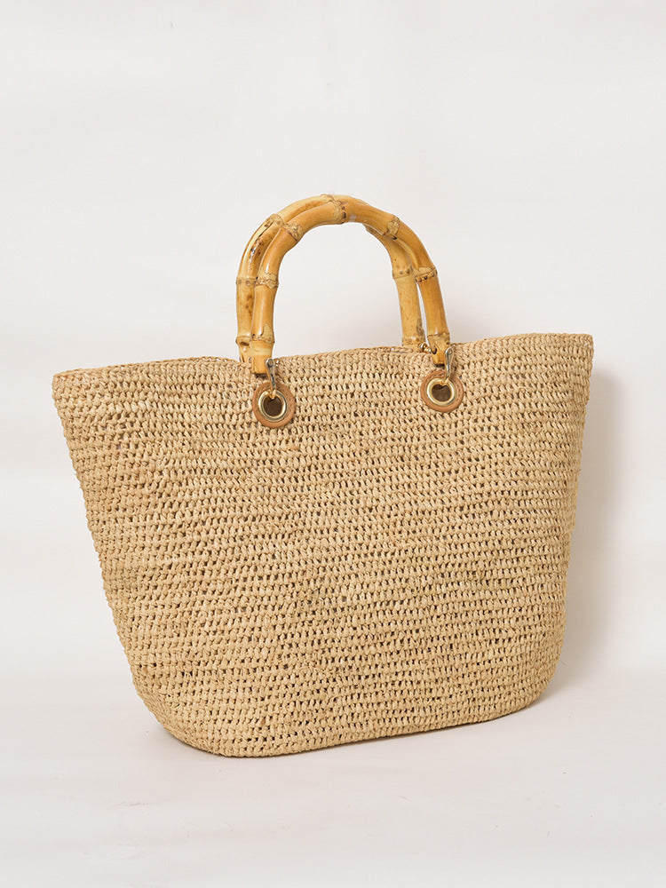 1558 large raffia woven handbag