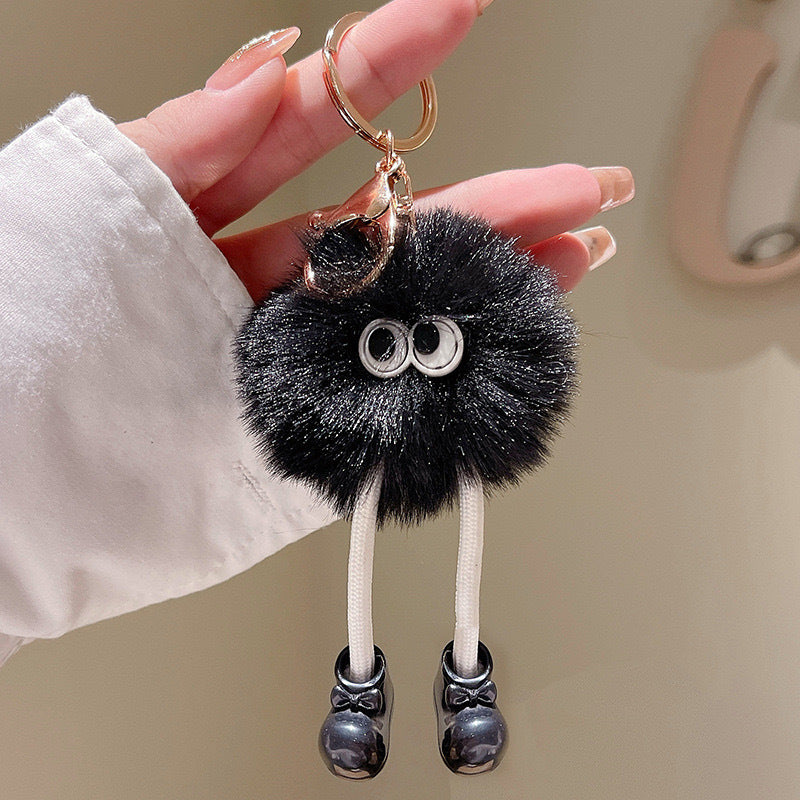 1721 lovely cartoon doll keychain faux fur key pendant