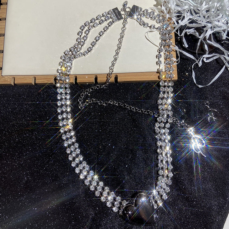 1662 rhinestone alloy heart necklace fashion jewelry