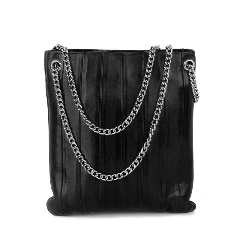1632 large chain shoulder bag cow leather totes