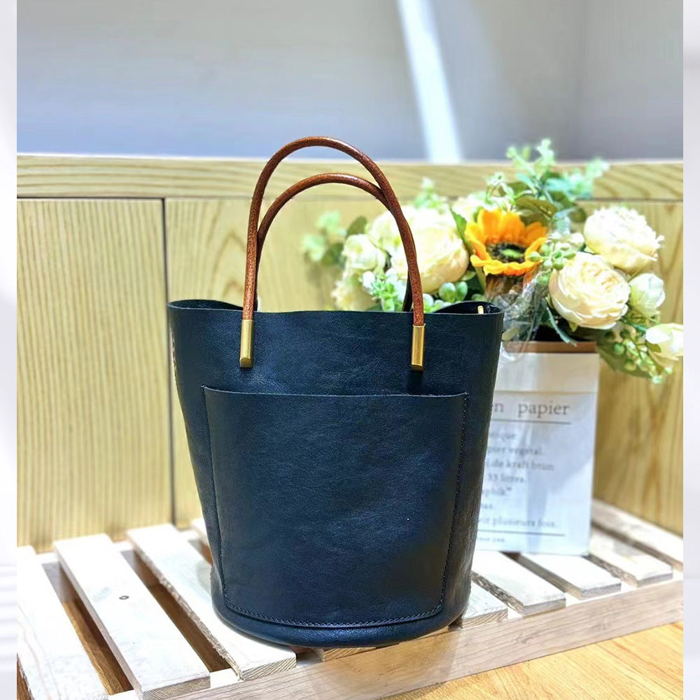 1714 genuine leather bucket handbag