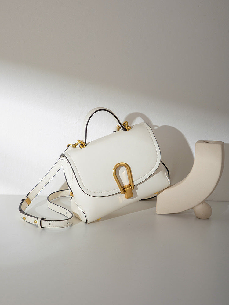 1696 flap genuine leather handbag