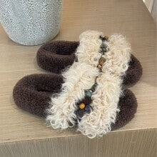 2633 high-end curly lambswool slippers