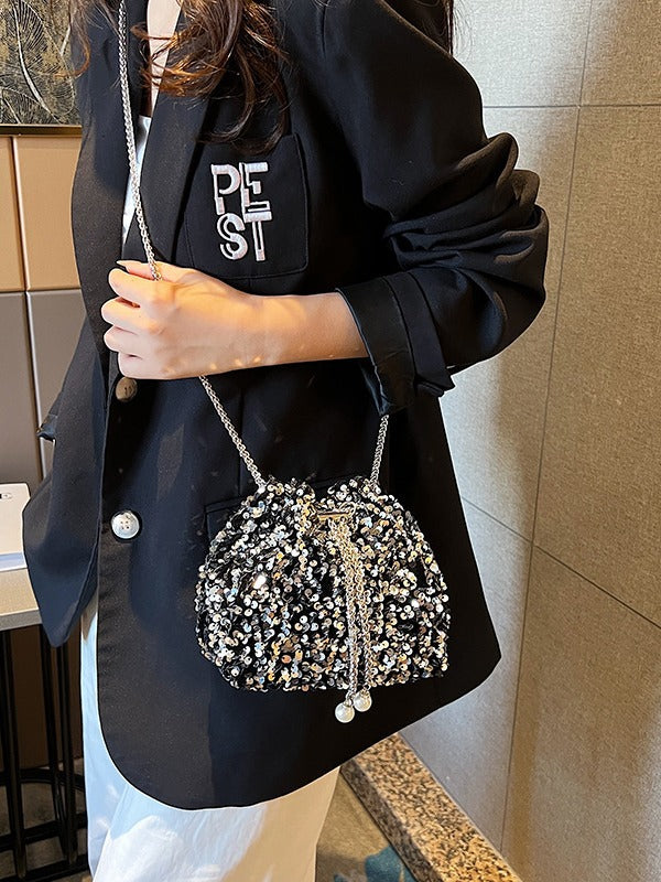 1501 sequin bucket crossbody bag