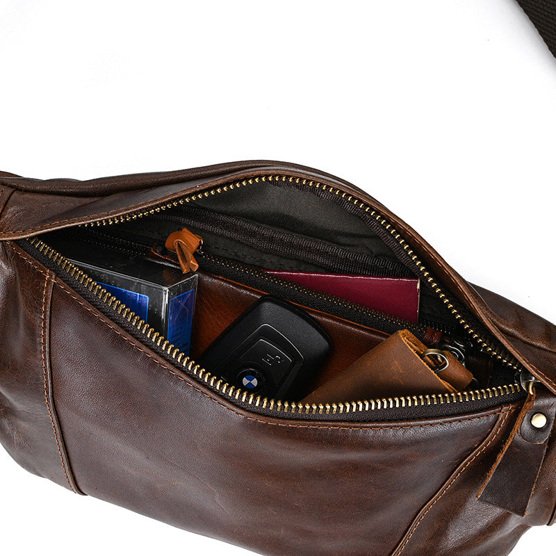 1724 genuine leather men belt fanny pack