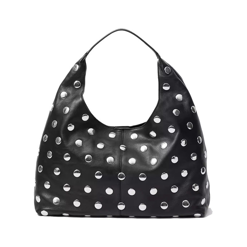2309 rivet cow leather hobo bag