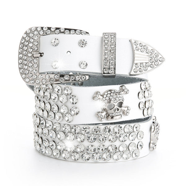 1607- rhinestone leather belt