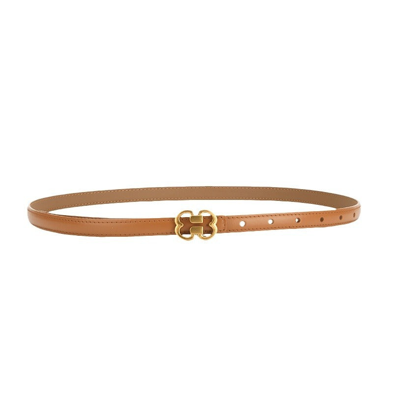 1212 1cm wide metal buckle thin belt