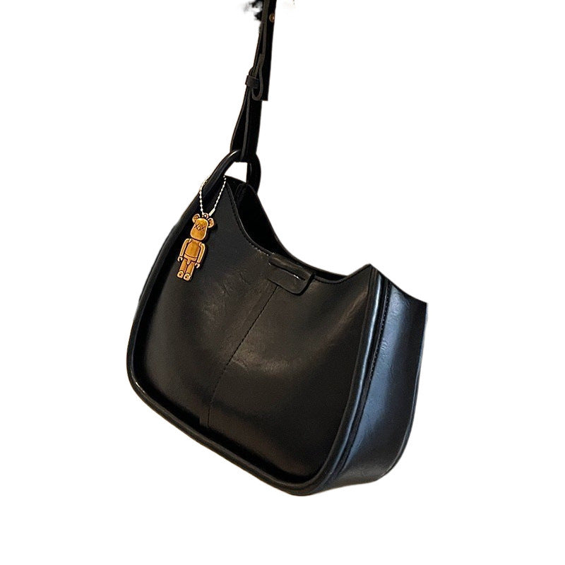 1738-1 solid leather crossbody bag