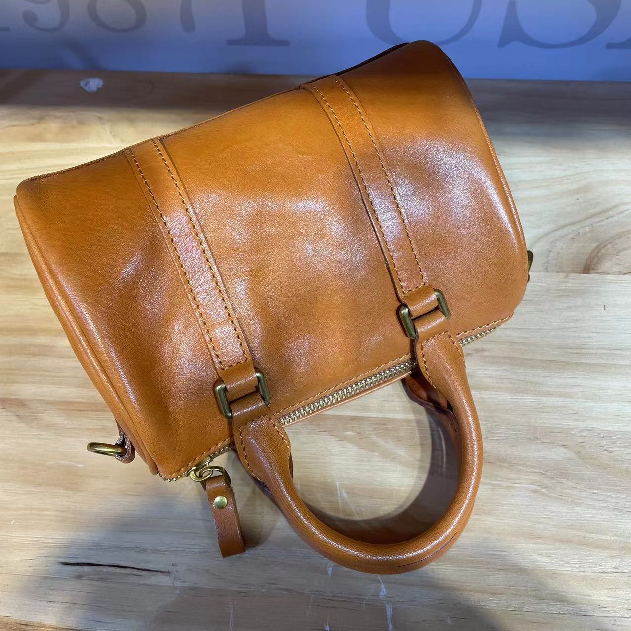 1716 high-end genuine leather women boston handbag