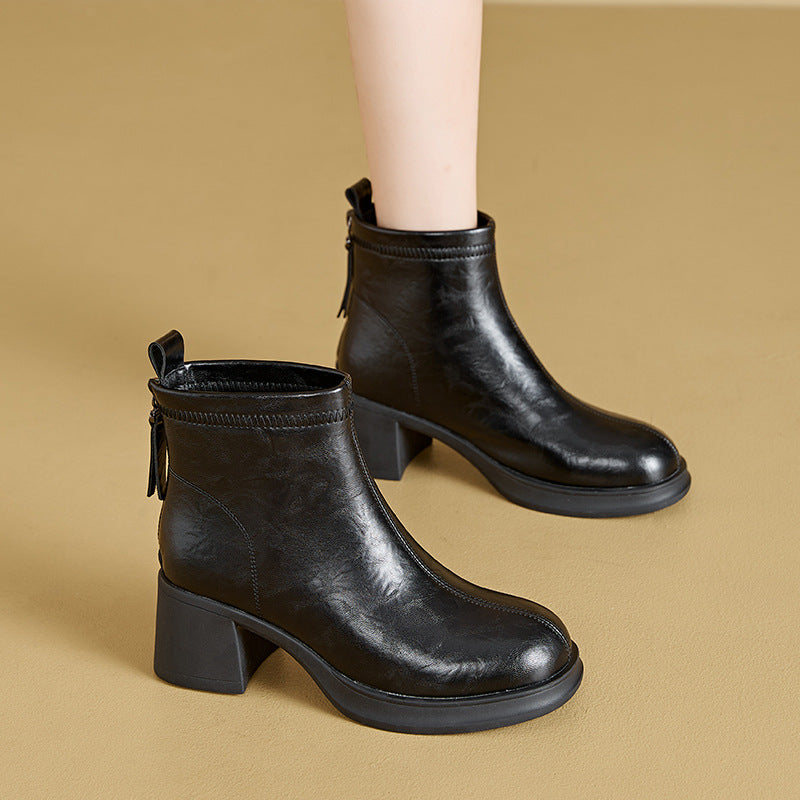 1850 thick heel leather chelsea boots