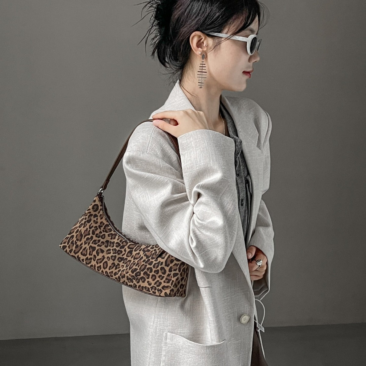 1687 leopard pattern women shoulder bag