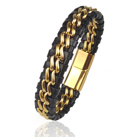 1639 Punk style double  layer men bracelet