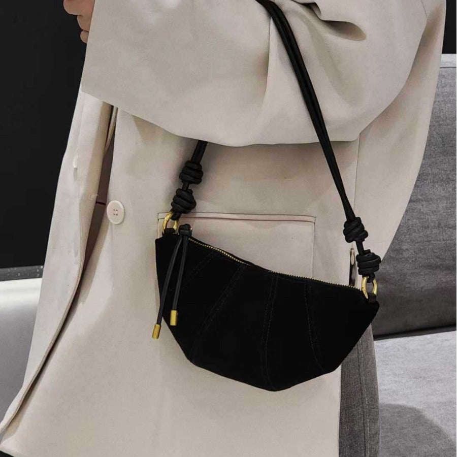 1747 suede leather half moon bag